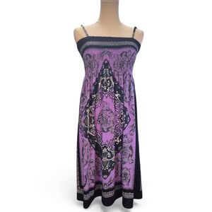 India Boutique Purple and Black Ornate Mini Dress